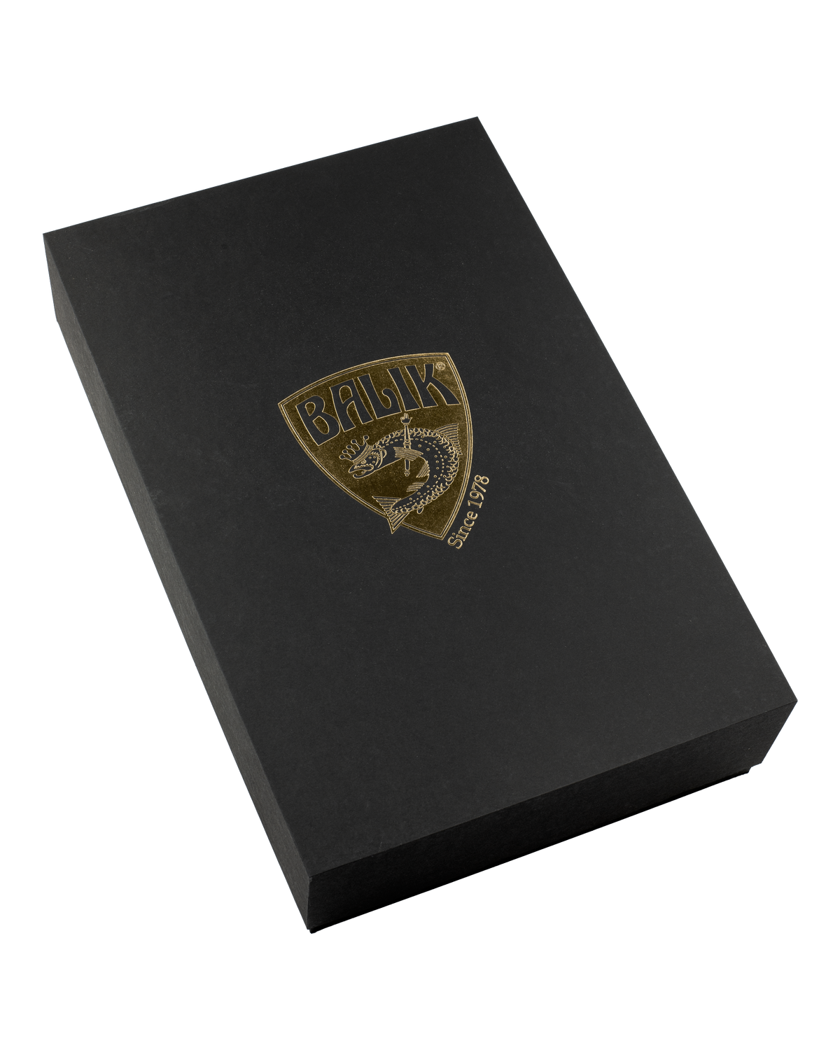BALIK Black Deluxe Box, schwarze Geschenkbox mit goldenem Wappen